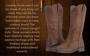 SheSole Women's Square Toe Cowboy Boots - SheSole