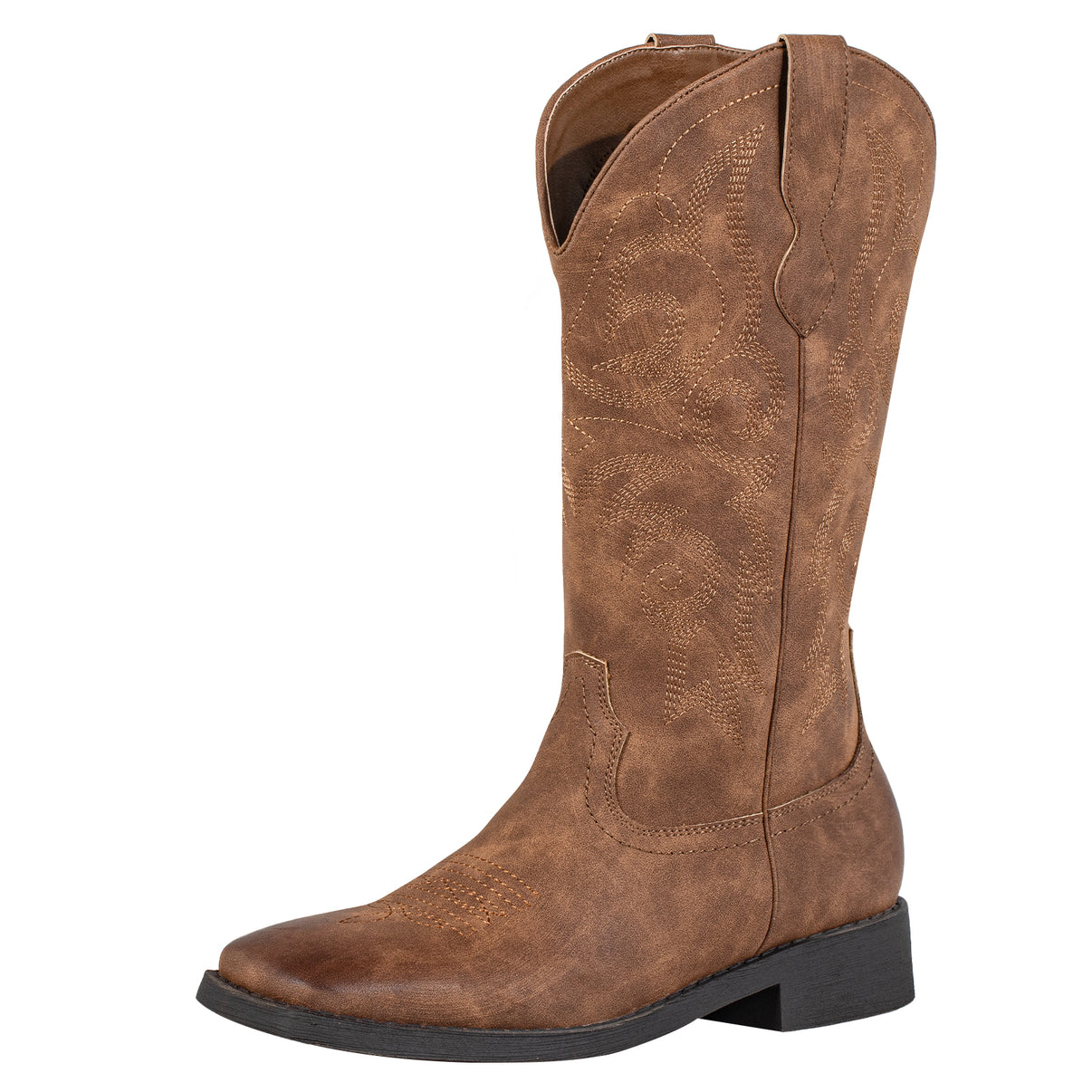 SheSole Womens Boots Cowboy Boots Women Square Toe Western Cowgirl Boots Wide Mid Calf with Buckles Pull On Dress Ladies Fashion Country Botte Cowboy Femme - SheSole