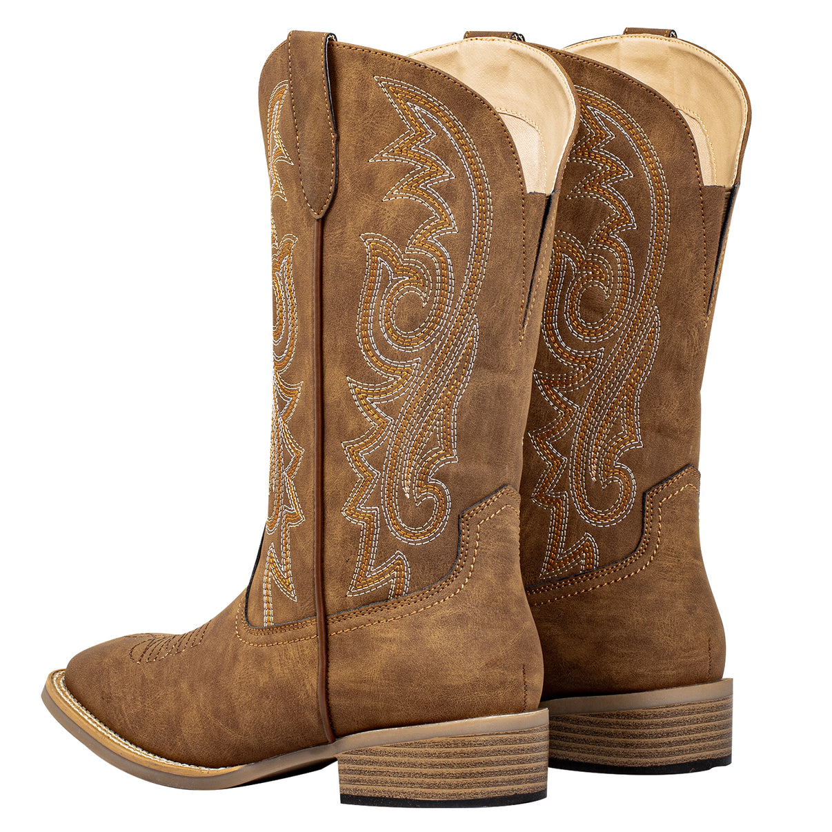 SheSole Extra Wide Calf Cowboy Boots for Women - Confidence & Western Cowgirl Style with Square Toe, Hidden Elastic & Removable Cushion for Easy Comfort - SheSole