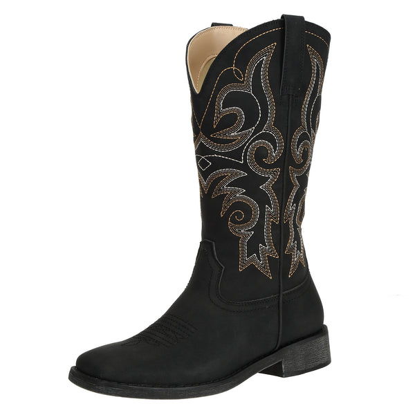 SheSole Women's Square Toe Cowboy Boots Black - SheSole