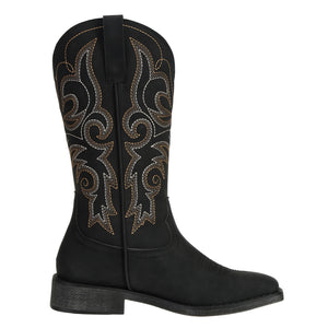 SheSole Women's Square Toe Cowboy Boots Black - SheSole