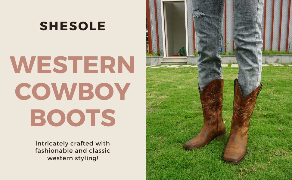 Womens Western Fashion Square Toe Cowboy Boots - SheSole