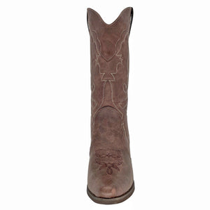 Womens Cowgirl Cowboy Boots Wide Calf Snip Toe Brown - SheSole