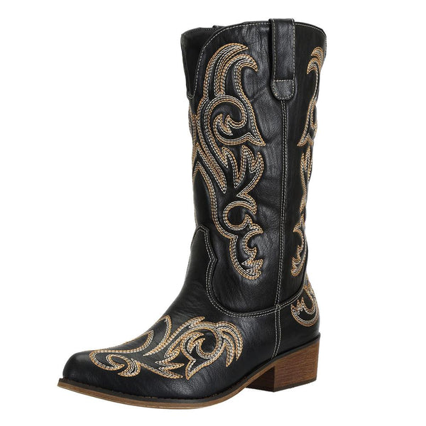 SheSole Pointed Toe Womens Cowboy Boots Black - SheSole