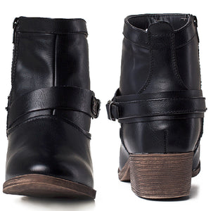 SheSole Womens Western Ankle Boots With Buckles - SheSole