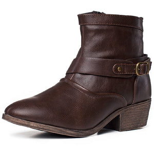 SheSole Womens Western Ankle Boots With Buckles - SheSole