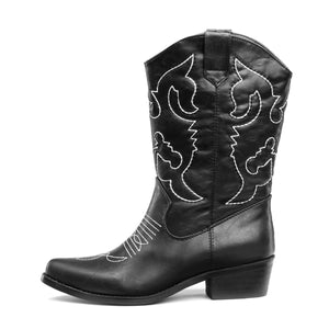 SheSole Womens Wide Calf Cowboy Boots Black - SheSole