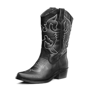 SheSole Womens Wide Calf Cowboy Boots Black - SheSole