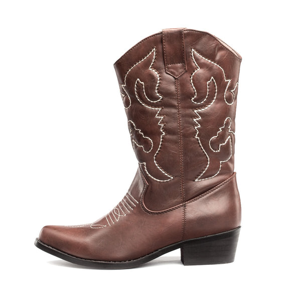 SheSole Womens Wide Calf Cowboy Boots Brown - SheSole