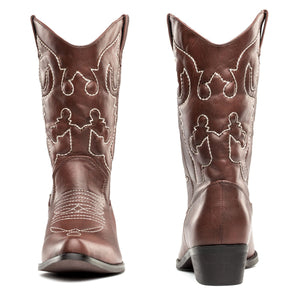 SheSole Womens Wide Calf Cowboy Boots Brown - SheSole