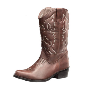SheSole Womens Wide Calf Cowboy Boots Brown - SheSole