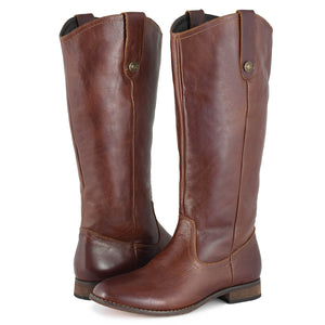 Womens Brown Knee High Cowboy Boots - SheSole