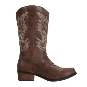 SheSole Pointed Toe Womens Cowboy Boots Brown - SheSole