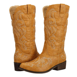 SheSole Pointed Toe Womens Cowboy Boots Tan - SheSole