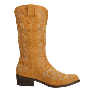 SheSole Pointed Toe Womens Cowboy Boots Tan - SheSole